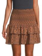 Allison New York Floret-print Smocked Ruffle Skirt