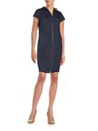 Lafayette 148 New York Camber Stretch Cotton Zip-front Dress