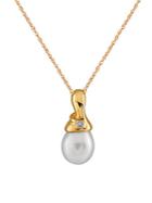 Masako Pearls 8-8.5mm White Drop Pearl & 14k Yellow Gold Pendant Necklace