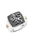 Effy 18k Yellow Gold Sterling Silver Onyx Lion Crest Ring