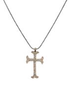 Arthur Marder Silver & Champagne Diamond Cross Pendant Necklace