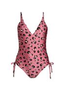 Red Carter One-piece Leopard-print Ruched Maillot