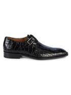 Mezlan Croc-embossed Leather Monk-strap Shoes
