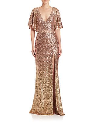 Marchesa Sequin Embellished Gown