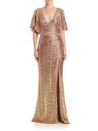 Marchesa Sequin Embellished Gown