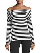 Milly Off-the-shoulder Striped Sweater