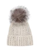 Adrienne Landau Fox Fur-trim Sequin-knit Beanie