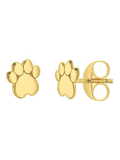 Saks Fifth Avenue 14k Yellow Gold Heart Dog Paw Stud Earrings