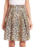 Carolina Herrera Cheetah-print Stretch Cotton Skirt