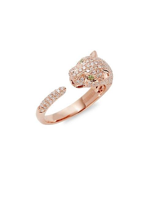 Effy 14k Rose Gold & Diamond Panther Ring