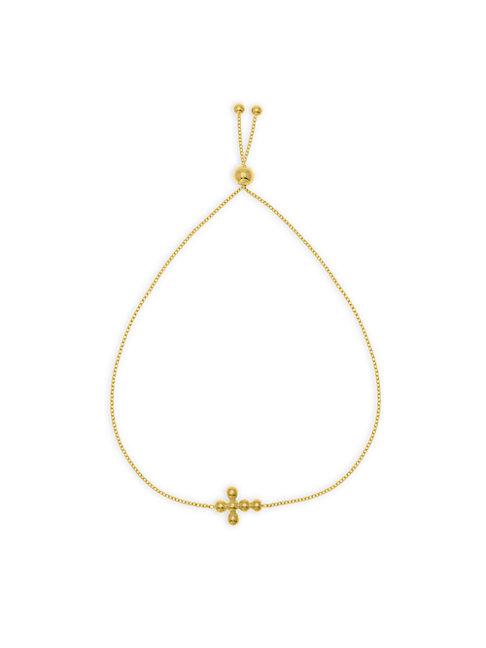 Saks Fifth Avenue 14k Yellow Gold Beaded Cross Charm Bracelet
