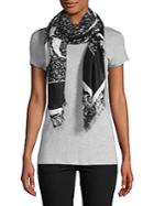 Mcq Alexander Mcqueen Fray-trimmed Graphic Scarf