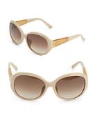 Gucci 70mm Gold-plated Round Sunglasses