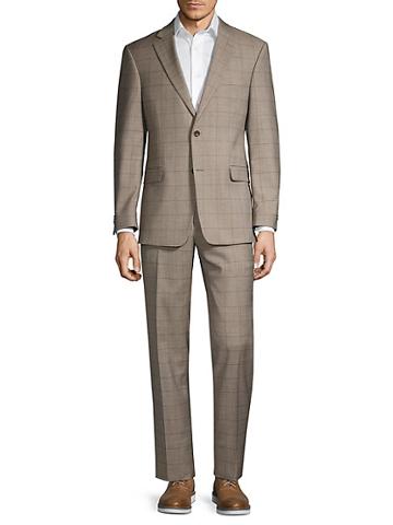 Tommy Hilfiger Regular-fit Windowpane Wool-blend Suit