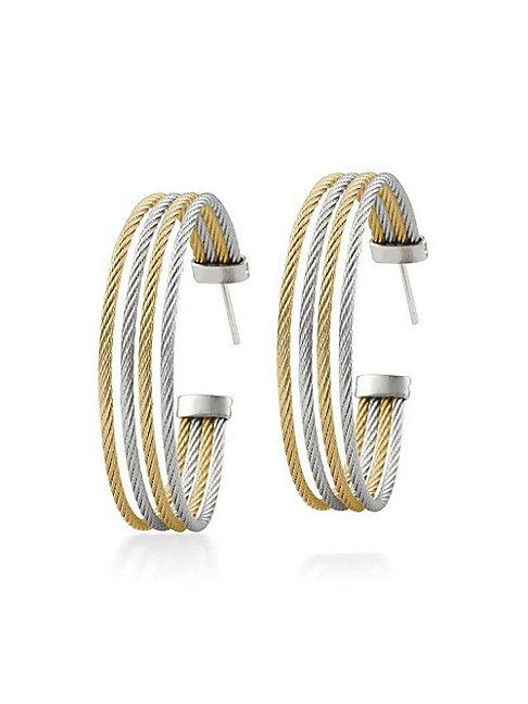 Alor 18k White Gold & Stainless Steel Hoop Earrings