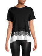 Laundry By Shelli Segal Lace Cotton-blend Tee
