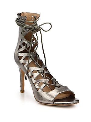 Joie Quinn Metallic Leather Lace-up Sandals