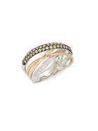 Effy 14k Tri-colored Gold & Diamond Crossover Ring
