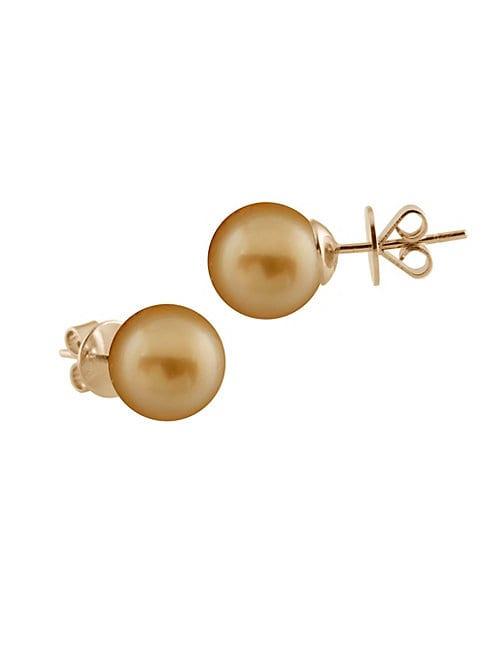 Masako 14k Yellow Gold & 10-11mm Golden Round South Sea Pearl Stud Earrings