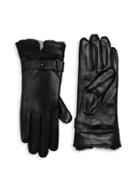 La Fiorentina Rabbit Fur-trim Leather Gloves