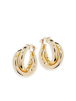 Saks Fifth Avenue 14k Gold Donut Hoop Earrings