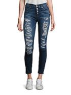 Hudson Ciara Distressed Button-fly Super Skinny Jeans
