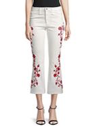 Ag Adriano Goldschmied Jodi Embroidered Flared Cropped Jeans