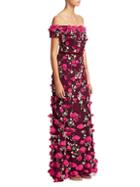 Marchesa Floral Embellished Evening Gown