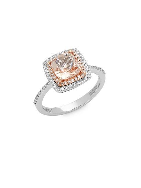 Effy Morganite Diamond 14k Rose & White Gold Ring