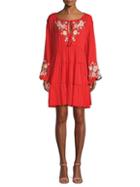 Free People Spell On You Embroidered Mini Dress