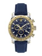 Versace Chrono Sporty Two-tone Stainless Steel & Leather Strap Chronograph Watch