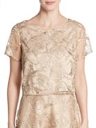 Kay Unger Sequin Embroidered Cropped Top