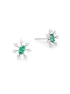 Hueb 18k White Gold Emerald & Diamond Spoked Earrings