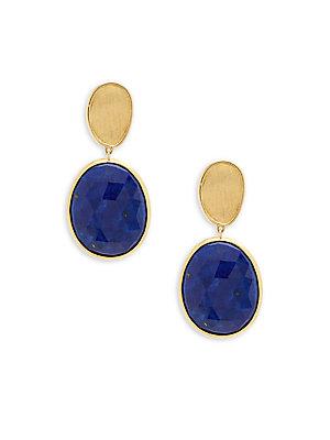 Marco Bicego Lunaria Lapis And 18k Yellow Gold Double Drop Earrings