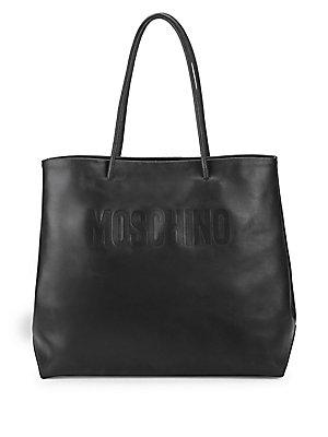 Moschino Debossed Logo Leather Tote