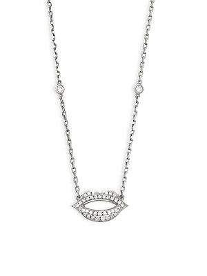 Casa Reale 14k White Gold Lips Diamond Pendant Necklace