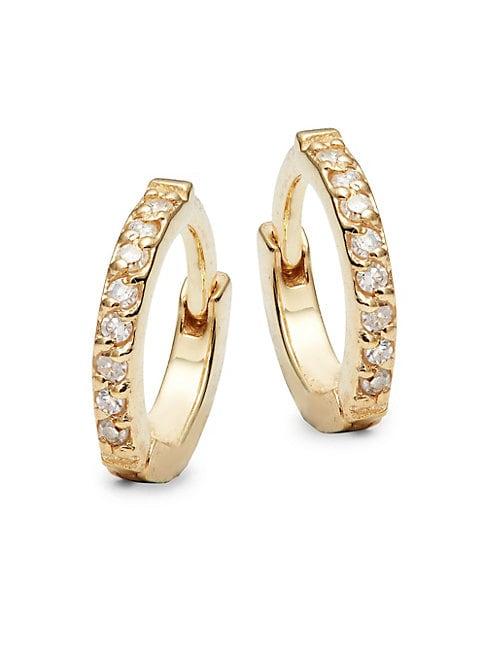 Danni Diamond And 14k Yellow Gold Huggie Earrings