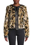 Karl Lagerfeld Paris Leopard-print Faux Fur Jacket