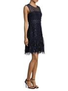 Elie Tahari Anabelle Feather-trimmed A-line Dress
