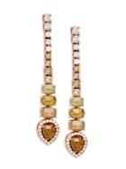 Artisan 18k Rose Gold & Diamond Drop Earrings
