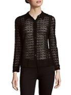 Rebecca Taylor Long Sleeve Lace Cotton Top