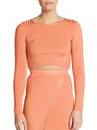 Torn By Ronny Kobo Laszlo Ribbed Knit Cropped Top