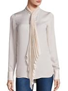 Theory Bellana Pleated Tie-neck Blouse