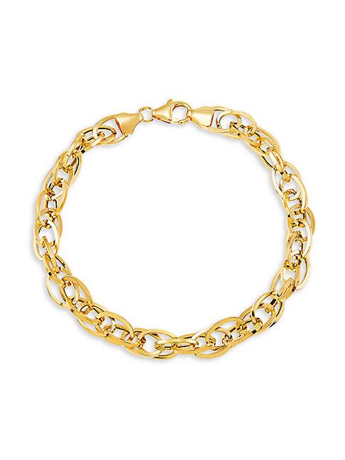 Saks Fifth Avenue Made In Italy 14k Yellow Gold Multi Interlock Hollow Oval Links Bracelet