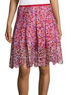 T Tahari Textured Floral A-line Skirt