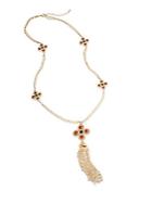 Punch Goldtone Charm & Tassel Pendant Necklace