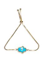 Eye Candy La Luxe 18k Goldplated Crystal Hamsa Charm Bracelet