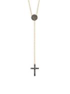 Casa Reale Disc And Cross Black Diamond And 14k Yellow Gold Y Necklace