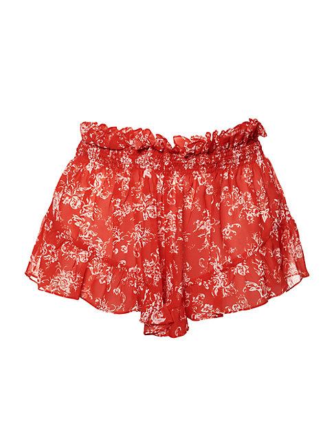 Caroline Constas Floral-print Ruffled Shorts