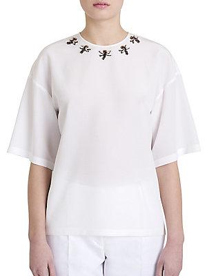 Dolce & Gabbana Embroidered Silk Crepe Blouse